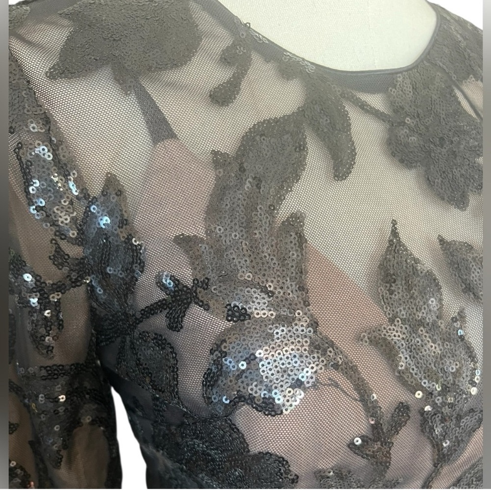 Dress the Population Elegant Ava sequin floral Black Gown size medium M - Picture 11 of 17